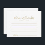 Gold Minimalist Calligraphy Wedding Advice Card<br><div class="desc">This gold minimalist calligraphy wedding advice card is perfect for a rustic wedding. The simple and elegant design features classic and fancy script typography in gold.These cards are perfect for a wedding, bridal shower, baby shower, graduation party & more. Personalise the cards with the names of the bride and groom,...</div>