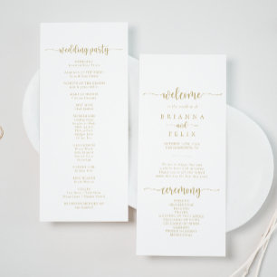 Gold Minimalist Calligraphy Wedding Program
