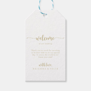 Gold Minimalist Calligraphy Wedding Welcome Gift Tags