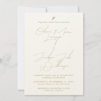 Gold Minimalist Chic Wedding Invitation