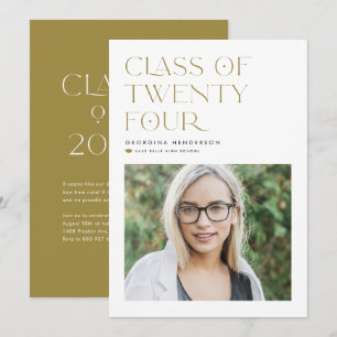 Gold Minimalist Class of 2024 Photo Graduation Announcement