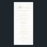 Gold Minimalist Dainty Script Wedding Menu Card<br><div class="desc">Gold Minimalist Dainty Script Menu Card | Elegant and stylish menu card featuring whimsical script,  classic typography with stripes pattern.  Personalise by adding your own details. This menu card will be perfect for weddings,  graduations,  retirement parties and so much more. Matching items and other colours are available.</div>