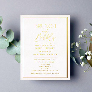 Gold Minimalist Elegant Bridal Shower Foil Invitation Postcard