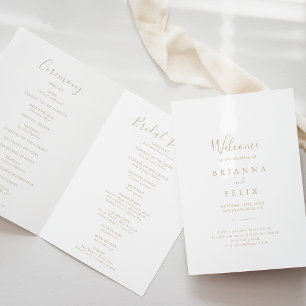 Gold Minimalist Folded Wedding Program