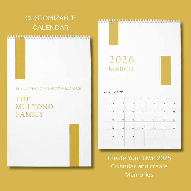 Gold Minimalist Modern 2026 Wall Calendar (Creator Uploaded)