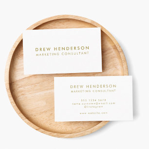 Gold Minimalist   Modern Simple Professional White Business Card