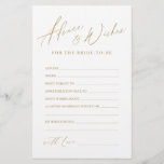 Gold minimalist modern wedding advice & wishes<br><div class="desc">These advice & wishes cards are sweet keepsakes for the bride and couple,  feature stylish modern script and text in gold colour,  simple and clean. Great activity for bridal shower,  and wedding parties. 
See all the bridal shower games in collection.</div>