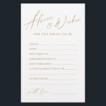 Gold minimalist modern wedding advice & wishes<br><div class="desc">These advice & wishes cards are sweet keepsakes for the bride and couple,  feature stylish modern script and text in gold colour,  simple and clean. Great activity for bridal shower,  and wedding parties. 
See all the bridal shower games in collection.</div>
