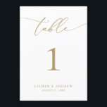 Gold Minimalist Modern Wedding Event Table Numbers<br><div class="desc">Size 5x7 (**PLEASE NOTE: To order,  simply adjust your table number (and name/date) and add each number to your cart separately. Then check out once you are finished.) Beautiful,  elegant,  modern and minimalist,  table number card. Fully customisable with your names (or Event Name) and Date.</div>