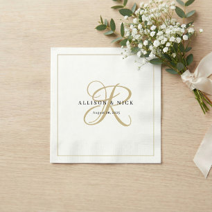 Gold Minimalist Monogram Wedding Napkins