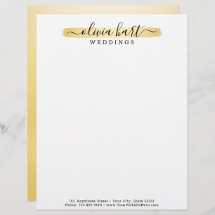 Gold Minimalist Paint Swash Custom Logo Stylist Custom Letterhead