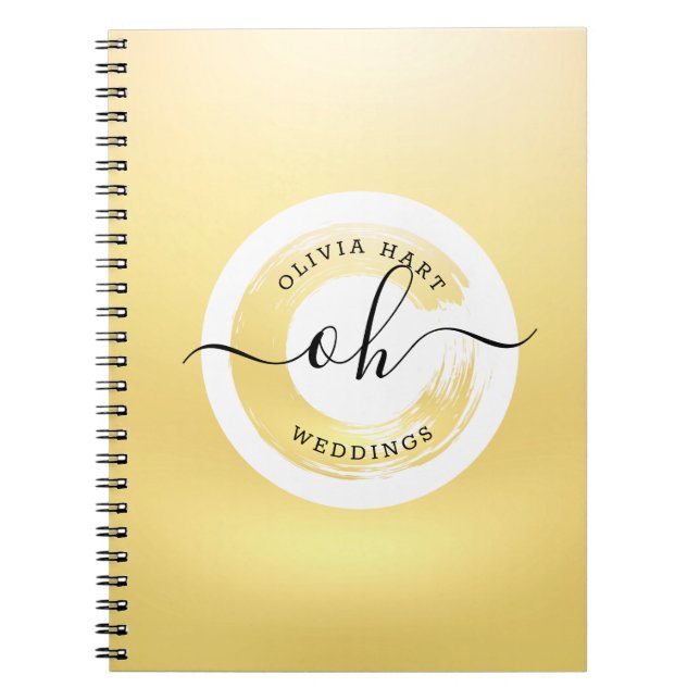 Gold Minimalist Personalised Logo Elegant Stylist Notebook (Front)