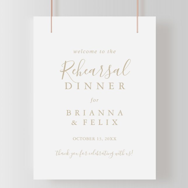 Gold Minimalist Rehearsal Dinner Welcome Sign (Creator Uploaded)