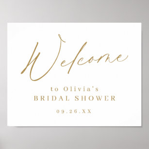 Gold minimalist script bridal shower welcome sign