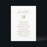 Gold Minimalist Script Seating Plan Table Number<br><div class="desc">Customisable table number seating plan. It features a black whimsical script and classic typography. Personalise by adding your own details. This gold minimalist table seating plan is perfect for any weddings,  baby showers,  bridal showers,  birthdays,  and so much more.</div>