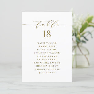 Gold Minimalist Script Seating Plan Table Number