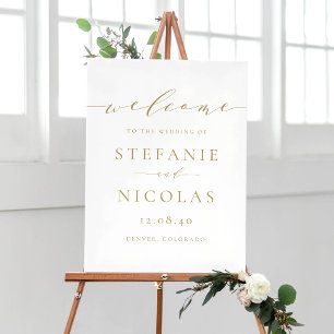 Gold Minimalist Script Simple Wedding Welcome Poster