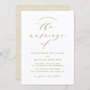 Gold Minimalist Script Wedding Invitation