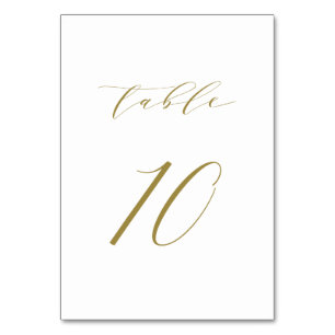 Gold Minimalist Script Wedding Table 10 Table Number