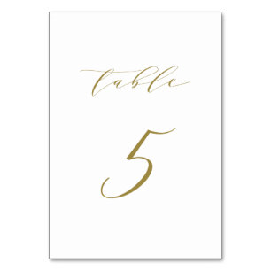 Gold Minimalist Script Wedding Table 5 Number