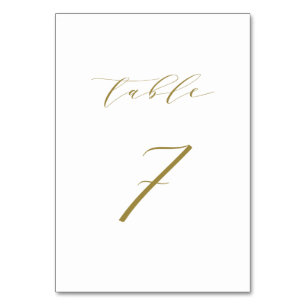 Gold Minimalist Script Wedding Table 7 Number