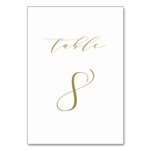 Gold Minimalist Script Wedding Table 8 Table Number
