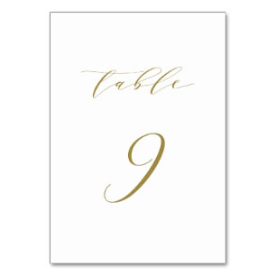 Gold Minimalist Script Wedding Table 9 Table Number