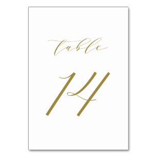 Gold Minimalist Script Wedding Table Number 14