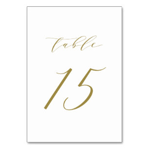 Gold Minimalist Script Wedding Table Number 15