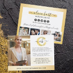 Gold Minimalist Stylist Business Marketing Photo Postcard<br><div class="desc">Elegant, minimalist paint swash styled with traditional gold create the perfect feminine theme for photographers, stylists, makeup artists, professionals in hair and nail salons, and beyond! • Customise it! Click the "Customise" button to change fonts, sizing and layout. The social media icons may be moved or removed if you wish....</div>