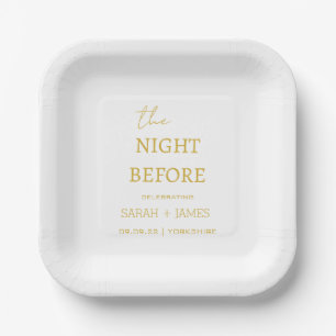 Gold Minimalist The Night Before Wedding Paper Plate
