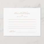 Gold Minimalist Wedding Advice Card<br><div class="desc">This gold minimalist wedding advice card is perfect for a modern wedding. The design features a beautiful font in gold . These cards are perfect for a wedding,  bridal shower,  baby shower,  graduation party & more. Personalise the cards with the names of the bride and groom,  parents-to-be or graduate.</div>