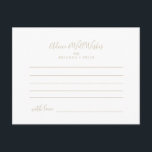 Gold Minimalist Wedding Advice Card<br><div class="desc">This gold minimalist wedding advice card is perfect for a modern wedding. The design features a beautiful font in gold . These cards are perfect for a wedding,  bridal shower,  baby shower,  graduation party & more. Personalise the cards with the names of the bride and groom,  parents-to-be or graduate.</div>