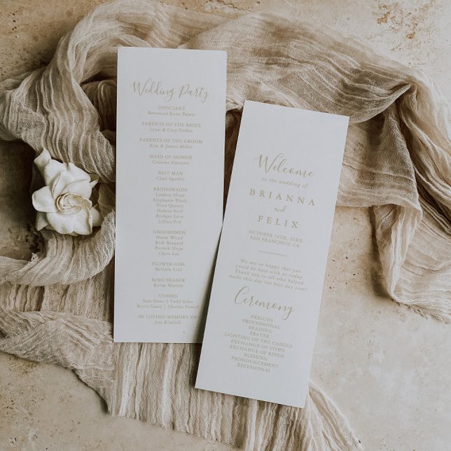 Gold Minimalist Wedding Program (Creator Uploaded)