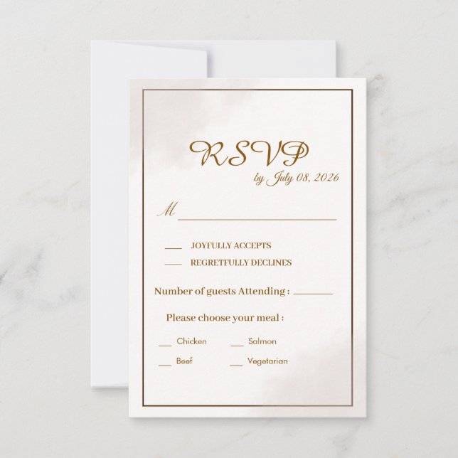 Gold Minimalist Wedding RSVP Card (Front)