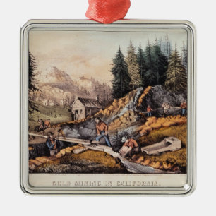 Gold Mining in California Metal Tree Decoration