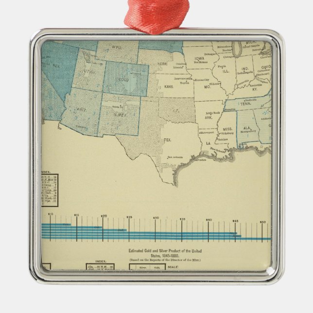 Gold mining regions metal tree decoration (Front)