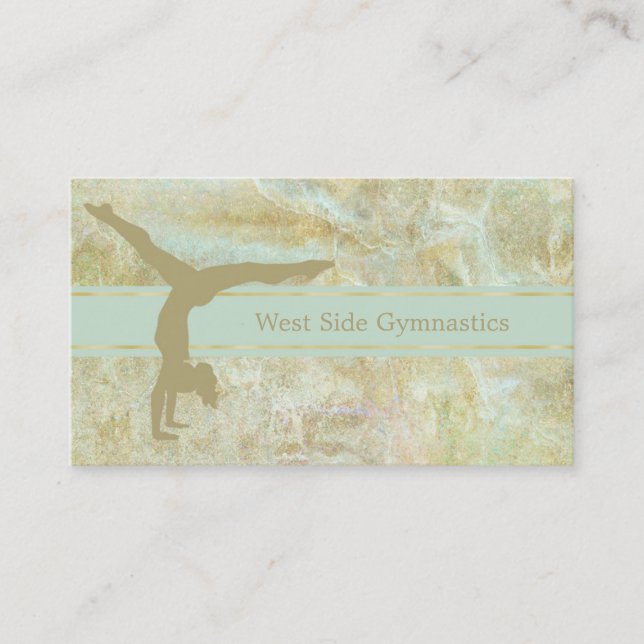 Gold Mint Abstract Gymnastic Business Card (Front)