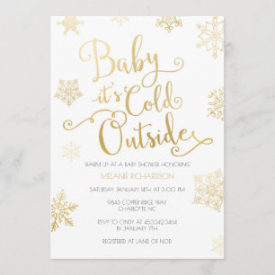 Gold & Mint Baby it's Cold Outside Shower Invite