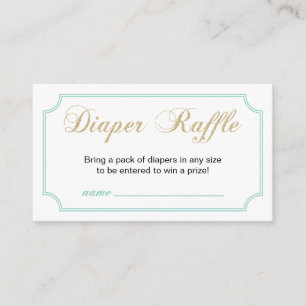 Gold & Mint   Boy Baby Shower Diaper Raffle Ticket Enclosure Card