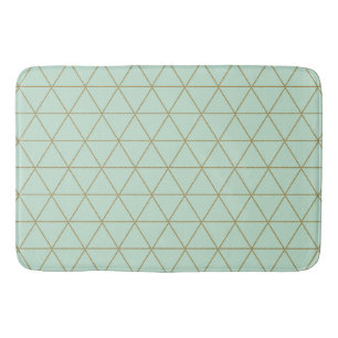 Gold Mint Geometric Triangles Boho Glam Minimal Bath Mat