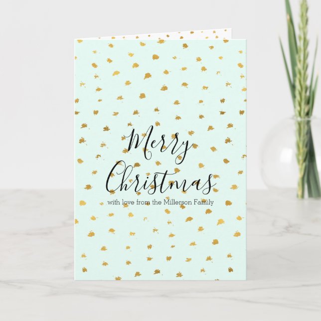 Gold Mint Glam Dot Chic Personalised Photo Holiday Card (Front)
