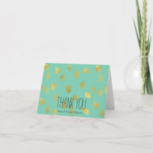 Gold Mint Green Animal Print Abstract Thank You Card