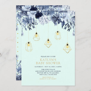 Gold & Mint   Lights Boho chic Baby Shower Invitation