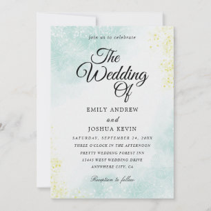 gold minted watercolor wedding invitations