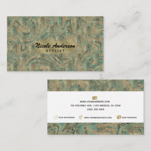 Gold & Minty Turquoise Glitter Swirl Luxury Style  Business Card