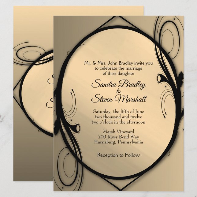 Gold Mirror Wedding Invitation (Front/Back)