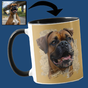 Gold Misted Marigold Black Boxer Dog Lover Photo Mug