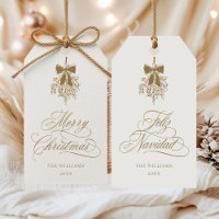 Gold Mistletoe Merry Christmas | Feliz Navidad