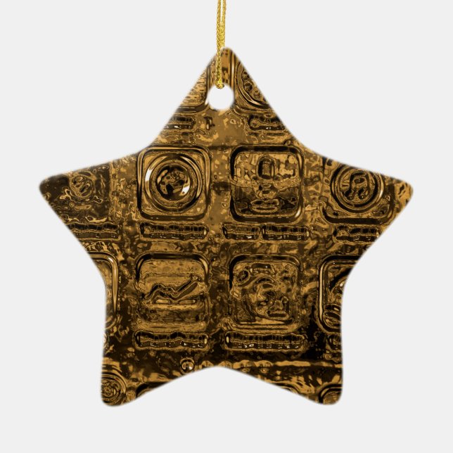 Gold mobile phone icons ceramic tree decoration (Front)
